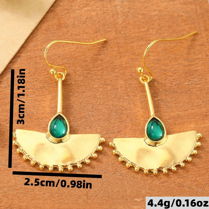 Bohemian Retro Water Drop Gem Dangle Earrings for Vacation & Party