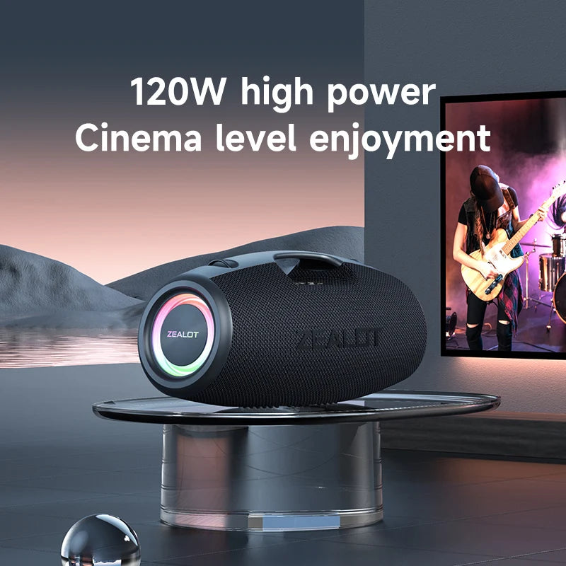 120W Bluetooth Portable Speaker with Deep Bass, Waterproof, 50H Playtime