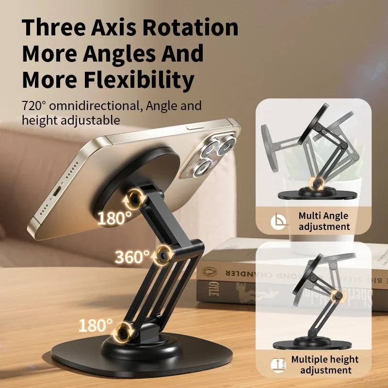 Magnetic Foldable Phone Stand for MagSafe iPhone 12-16 | Adjustable Desktop Holder