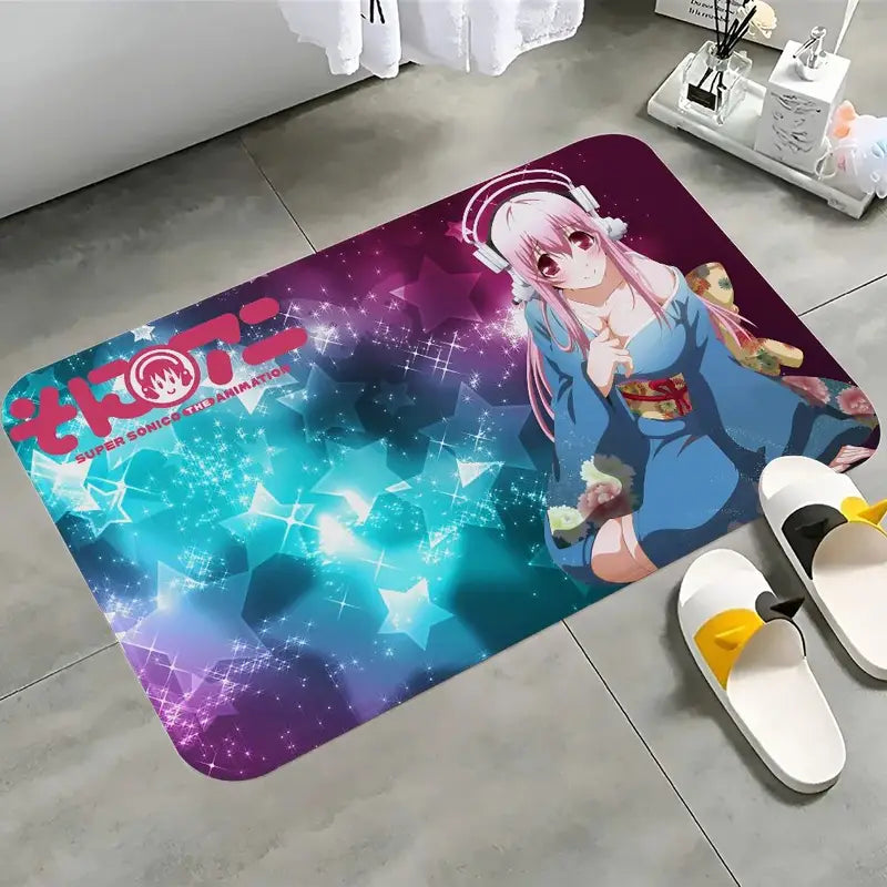 Cute Cartoon Print Washable Non-Slip Rug - Soft Floor Mat for Home & Kids Room