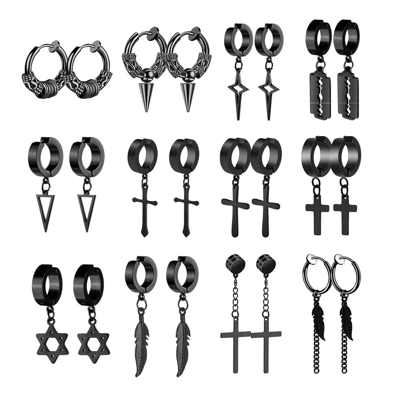Fashion Cross Pendant Ear Clip Non Piercing Fake Earrings for Men Women Jewelry