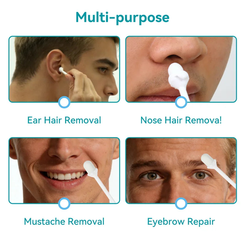 Men's Pre-Waxed Hair Removal Sticks - Gentle Wax for Ear, Eyebrow & Face