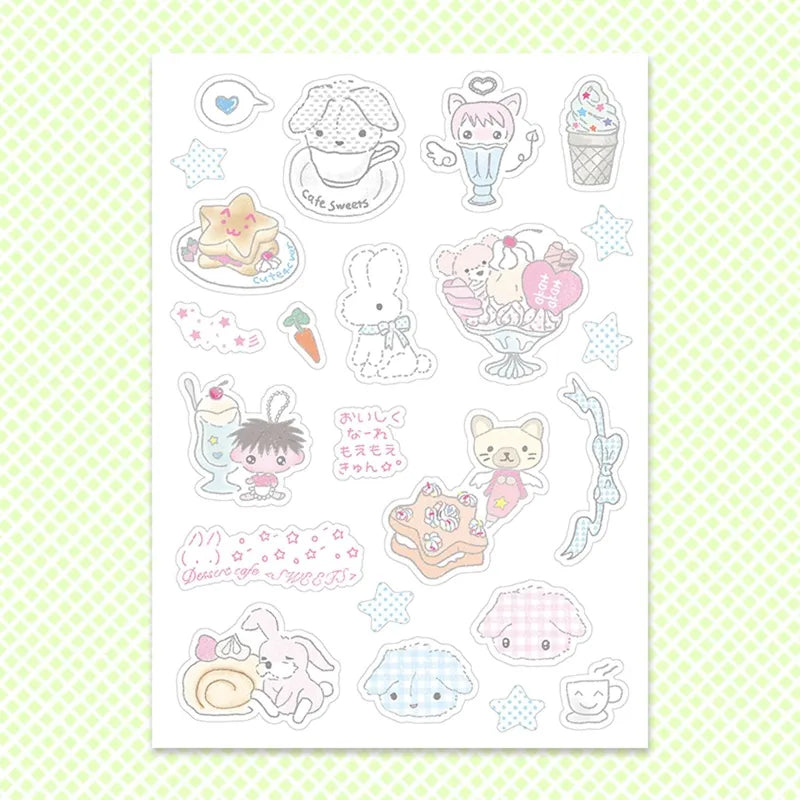 Cute Ice Cream Puppy Sticker Set for DIY Decor - Heart-Shaped Tent IG Decor