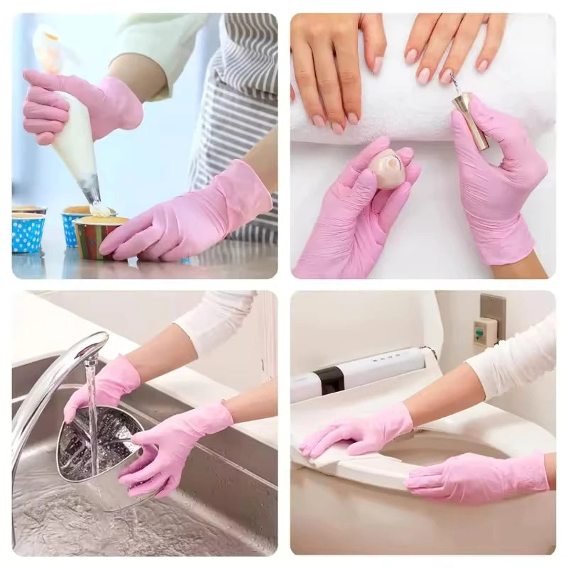 Disposable Nitrile Gloves 100PCS Latex-Free Food Safe Work Safety Gloves