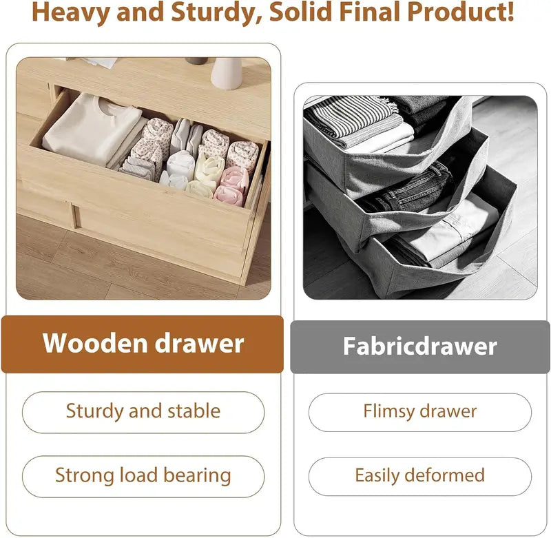 Tall Wooden 5-Drawer Storage Chest - Versatile Bedroom & Living Room Cabinet