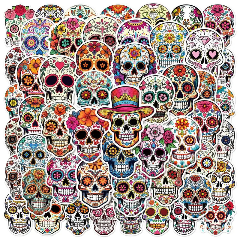 Skull Face Graffiti Stickers Pack for Travel, Notebooks, Skateboarding, Guitar & Helmet