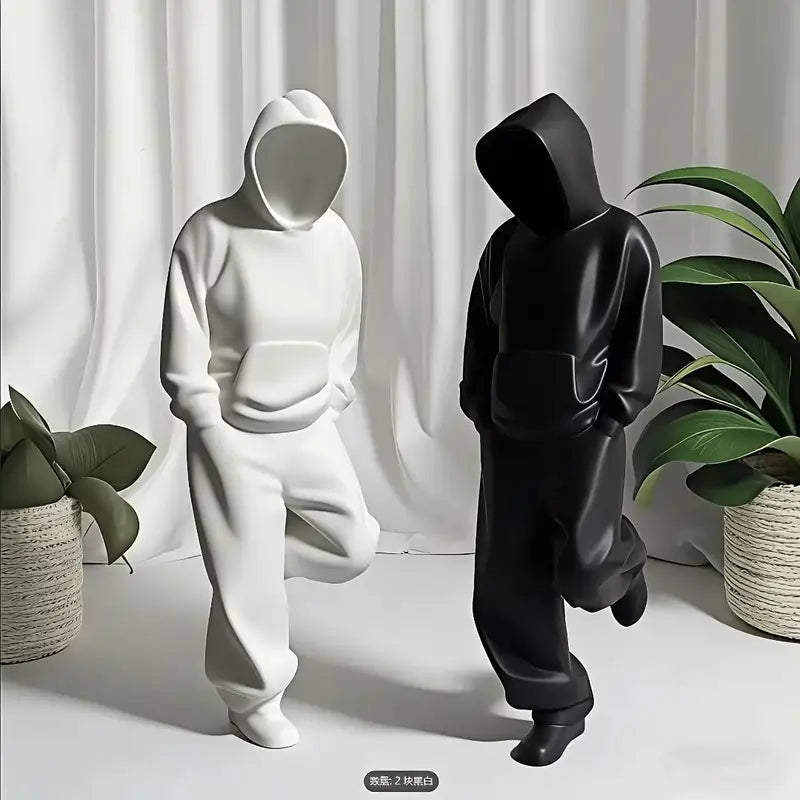 Faceless Thinker Model Set - Black & White Plastic Decor for Desk or Hallway