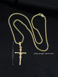 Gold-Plated Cross Pendant Necklace with Chain Men Women Religious Jewelry
