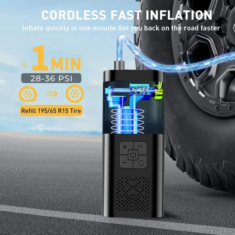 Cordless Portable Car Tire Inflator Pump with Digital Gauge 150PSI