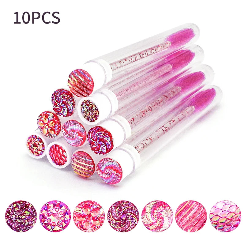Disposable Eyelash Brush Set with Storage Tube - Reusable Mascara Wands & Lash Spoolies