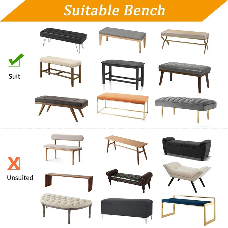 Stretch Jacquard Dining Bench Cover - Removable, Washable Seat Protector for Living Room