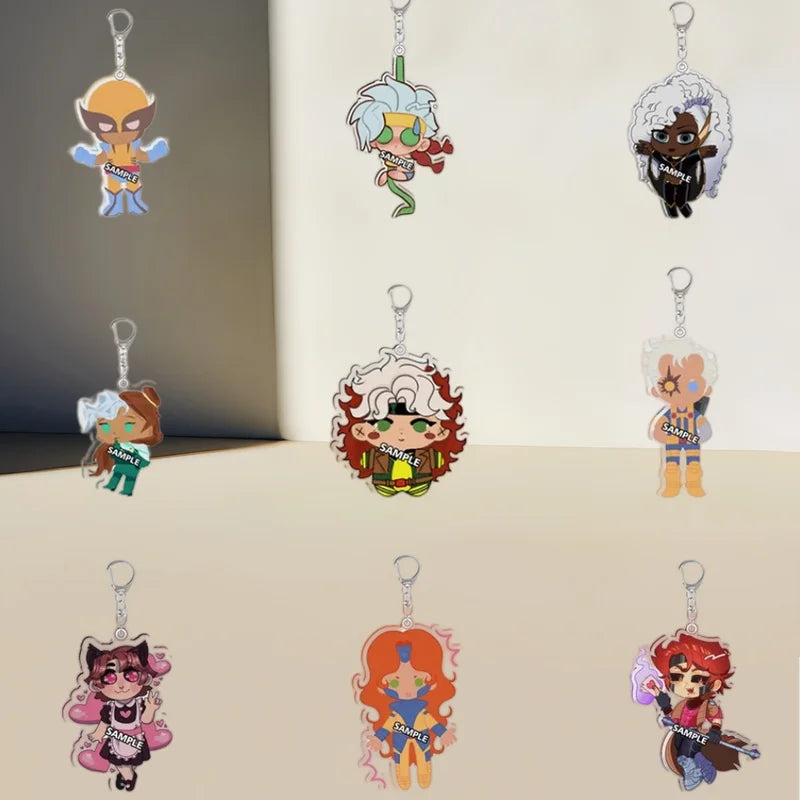 Anime Character Acrylic Keychain Set - Storm Iceman Cyclops Wolverine Nightcrawler Gambit 5cm Backpack Accessories Gift