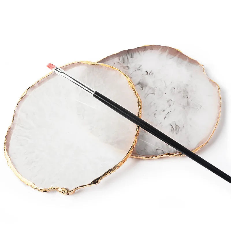 Luxury Nail Art Palette with Natural Resin Stones for DIY Manicure & Gel Polish Display