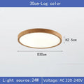 Ultrathin Circular LED Ceiling Light with Wood Grain Finish - Modern Bedroom Living Room Fixture