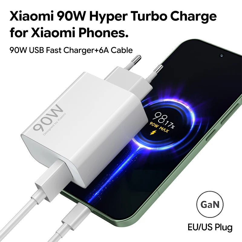 90W Fast Charging USB-C Charger & Cable Set for Xiaomi & POCO Phones