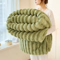 Luxury Solid Color Rabbit Velvet Blanket - Thick Warm Flannel for Bedroom & Living Room
