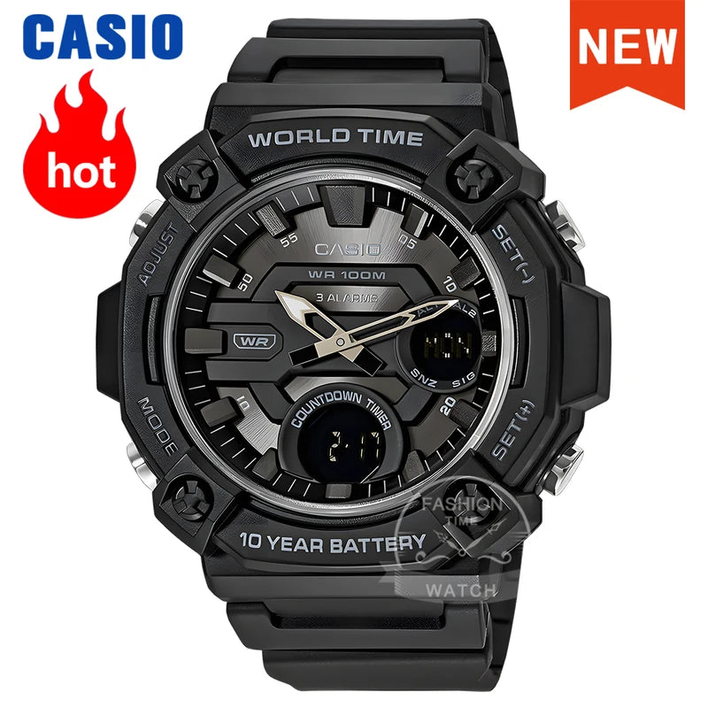 Men's Dual Display Multi-Function Digital Watch AEQ-120W Series
