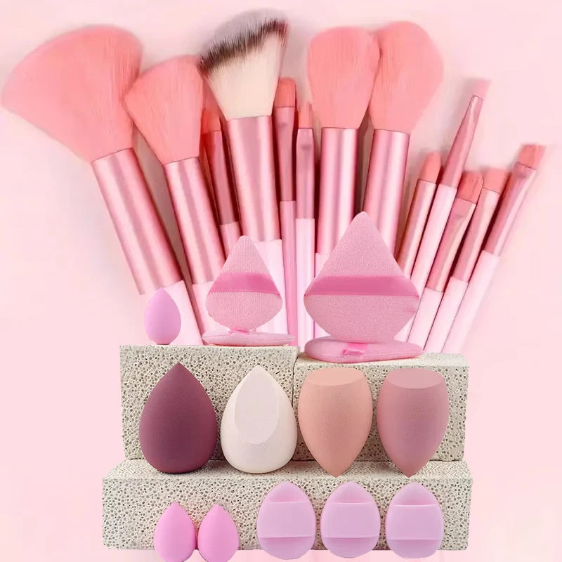 10Pcs Mini Portable Makeup Brush Set with Crystal Handles for Face & Eyes