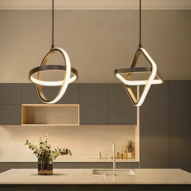 Modern Black LED Pendant Light Fixture for Dining Room Kitchen Living Room