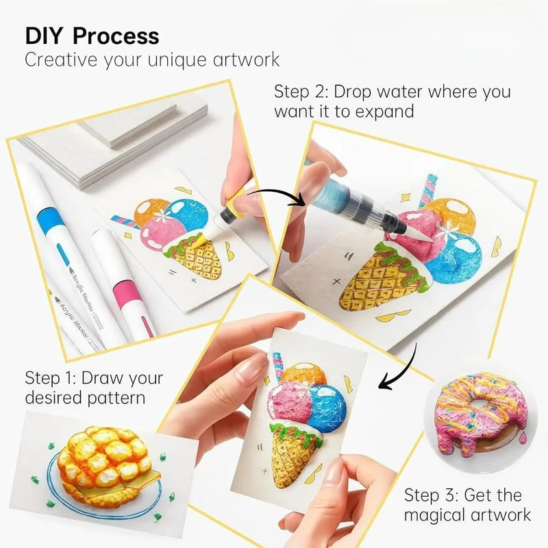 Drawing & Texture Painting Kit with Foam Paper and Markers for Arts & Crafts