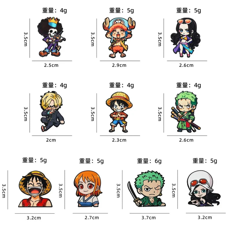 10pcs Luffy Anime Enamel Pins for Boys & Men - Cartoon Lapel Badges Gift