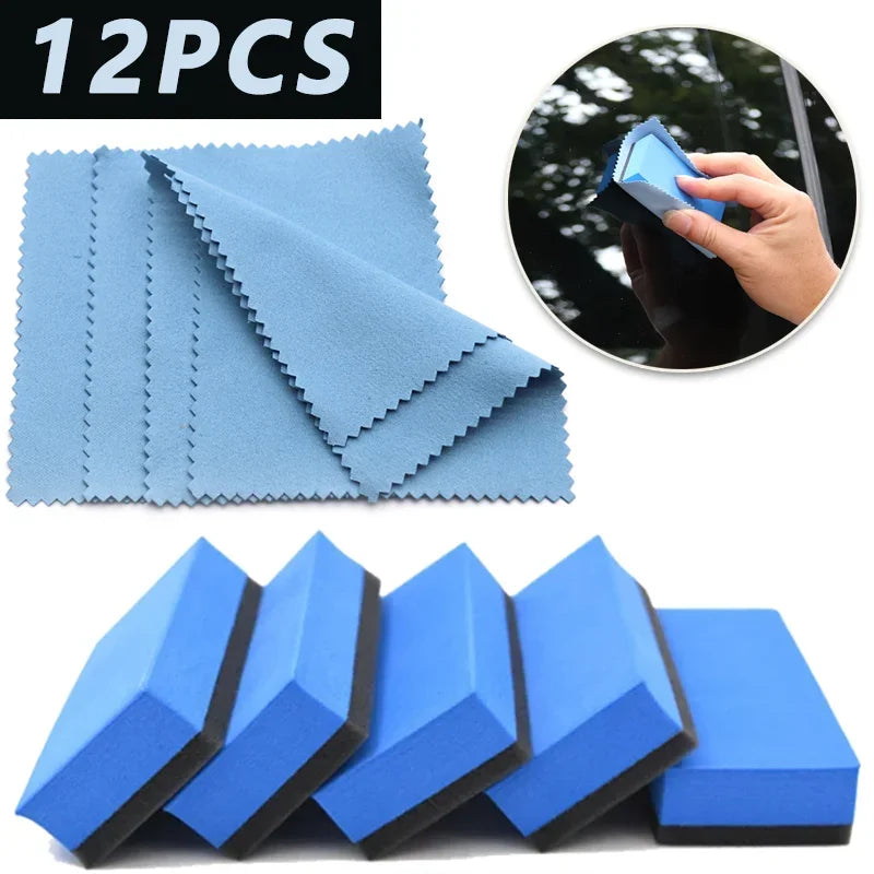 Car Ceramic Coating Sponge Applicator Set for Auto Detailing Nano Wax Pads Polishing Cloths