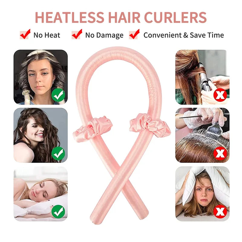 Women Heatless Silk Curlers for Overnight Hair Styling - Soft Foam Rollers