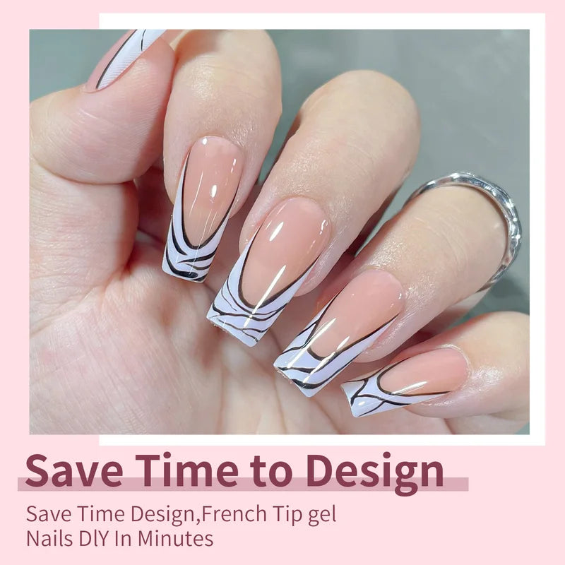 288pcs Acrylic French False Nails Set Medium Square Full Cover Tips for Manicure