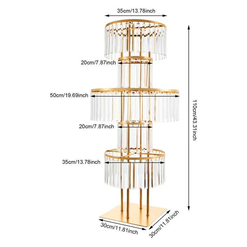 5-Tier Wedding Centerpiece Flower Stand with Acrylic Hanging Vases - Gold/Silver/Red/Light Grey/YELLOW