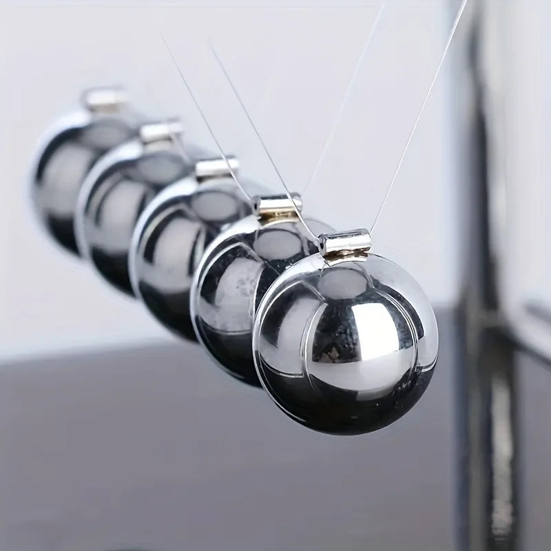 Metal Newtons Cradle Desk Ornament - Black White Sphere Office Decor