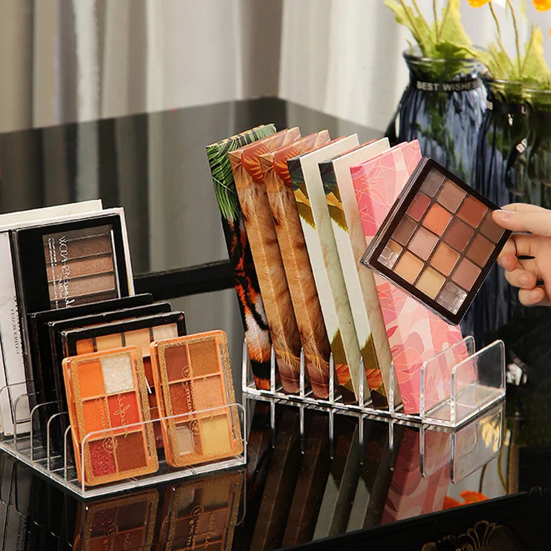 7-Compartment Makeup Organizer Acrylic Storage Box for Cosmetics and Eye Shadow Palette