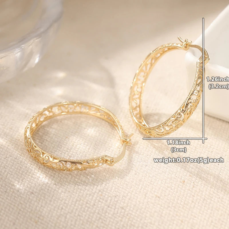 Vintage Hollow Hoop Earrings for Women Jewelry Accessory