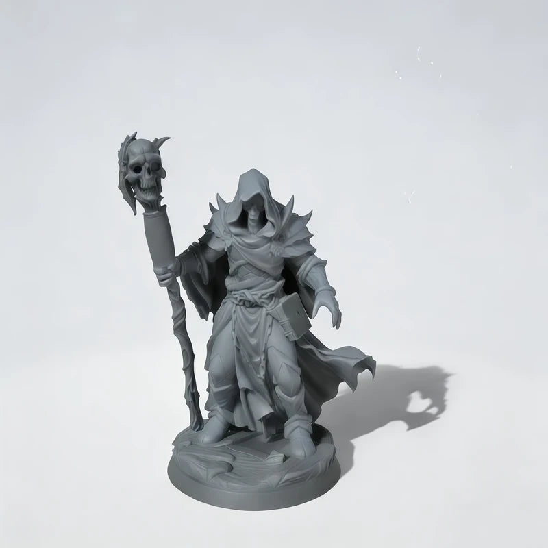 3D Printed Necromancer Model Unpainted Dark Wizard Tabletop Game Piece - DIY Ornament
