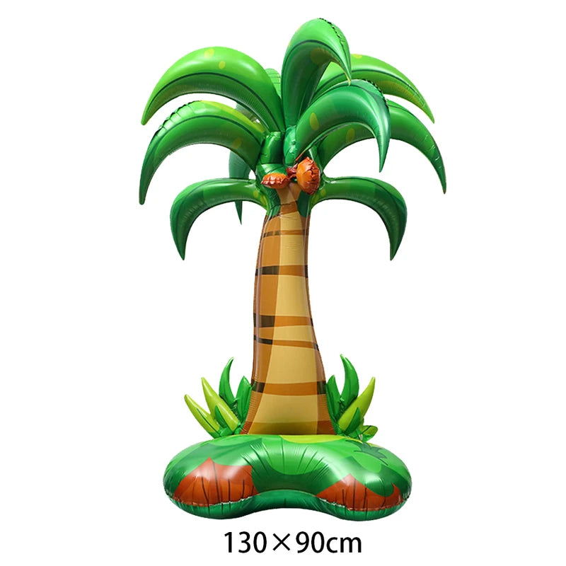 Summer Hawaii Party Decor Foil Balloon Set with Coconut Trees and Tropical Animals