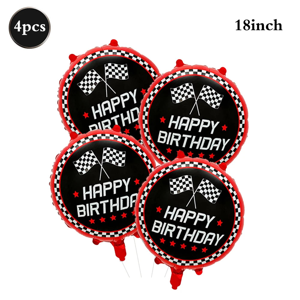 Race Car Birthday Decoration Balloon Set with Traffic Lights, Tires & Checkered Pennant for Kids Party
