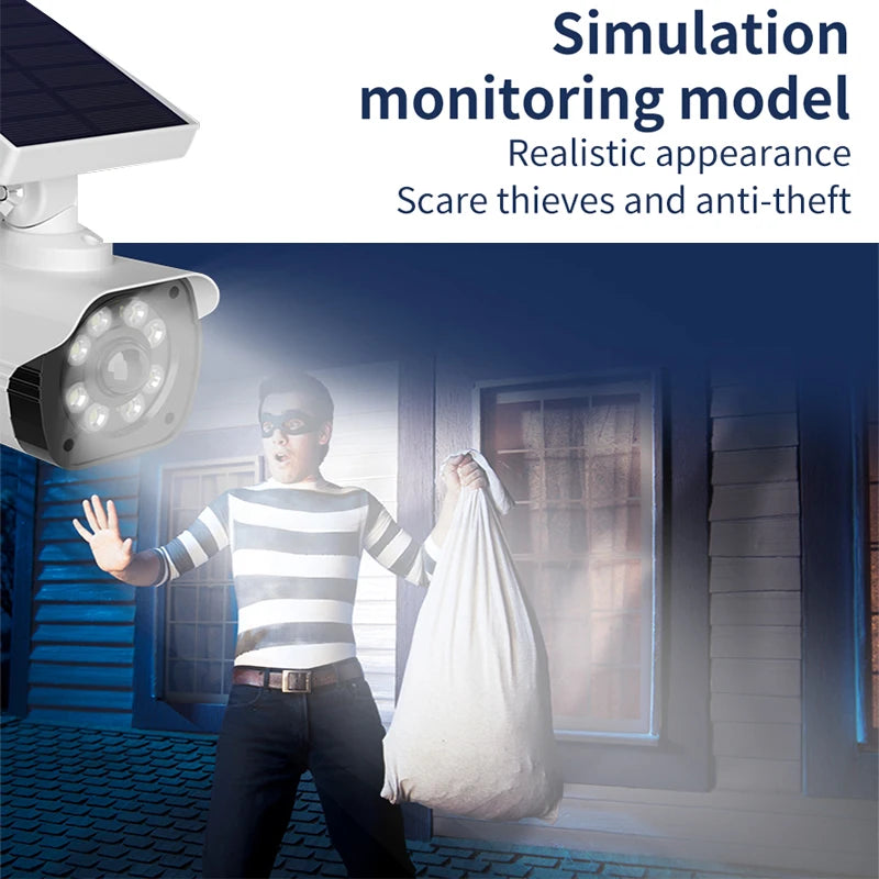 Solar Waterproof Dummy Security Camera with Flood Lights - Motion Activated