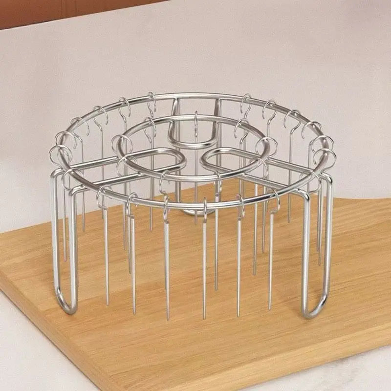 Stainless Steel Vertical Grill Rack with Detachable Skewer Holder for Barbecue and Air Fryer