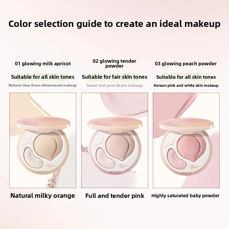 Peach Highlighter Palette with Duo Color Matte Face Brightener & Bronzer