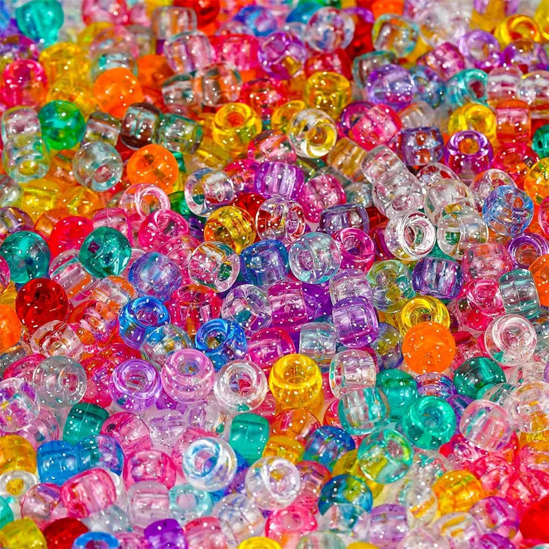 Multi-Colored Plastic Beads for Jewelry and Crafts - Large Hole Pony Beads (500/1000pcs)