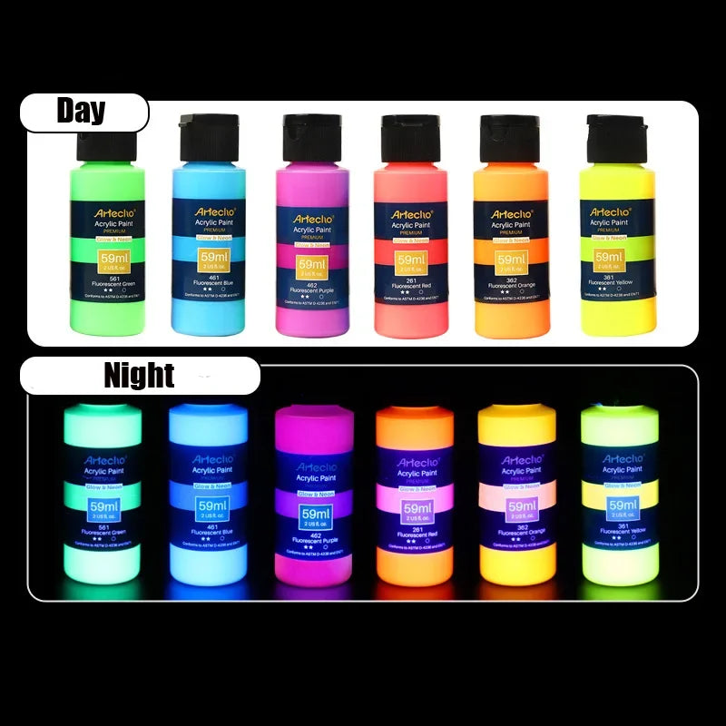Luminescent Acrylic Paint Set 58ml Multi-Color for Ceramic Glass Fabric DIY Art
