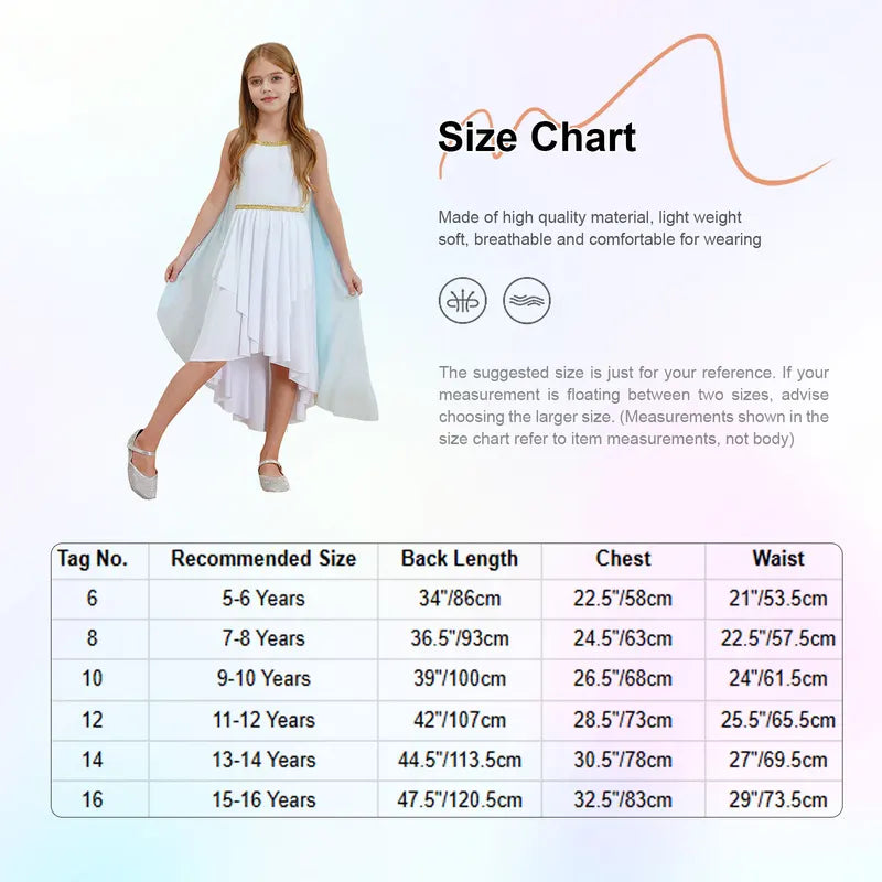 Girls Greek Costume Princess Toga Dress for Halloween & Cosplay