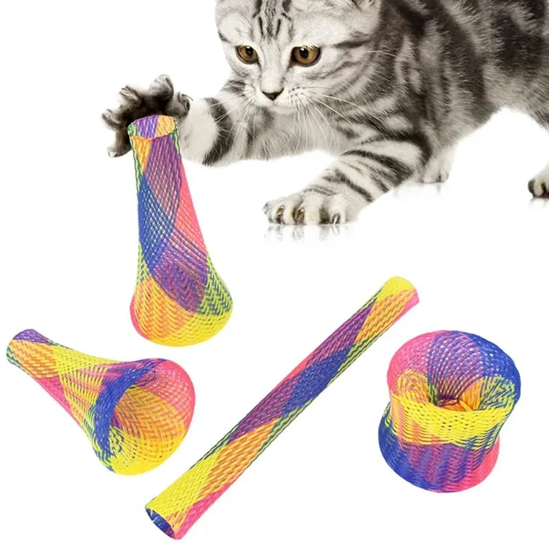 Colorful Cat Spring Toy Stick - Bouncing, Interactive Pet Toy Set of 10 or 30