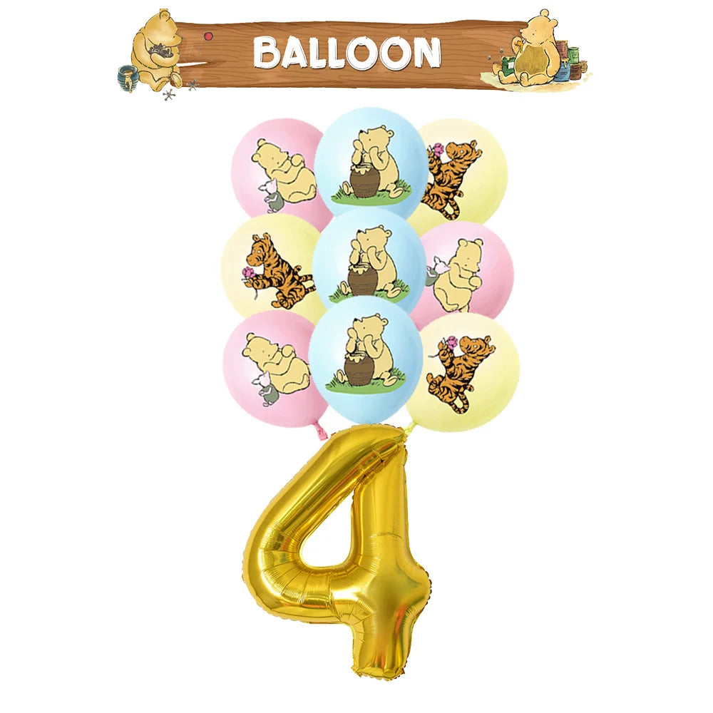 Winnie the Pooh Birthday Party Supplies Set – Disposable Plates Cups Napkins Banners for Kids & Baby Showers