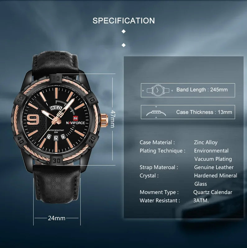 Men's Luxury Quartz Wristwatch Waterproof Steel Band Casual Business Watch