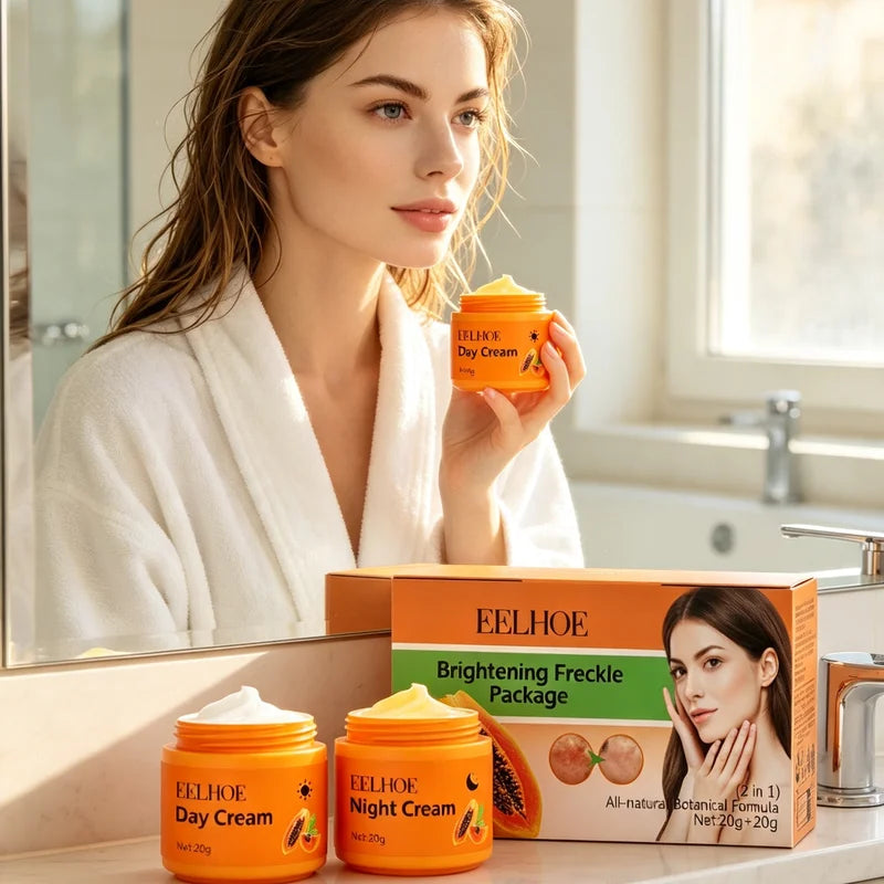 Whitening Freckle Cream Set with Papaya Extract for Dark Spot & Skin Brightening 40g