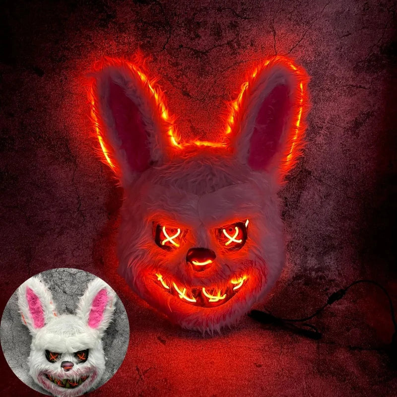 LED Light Halloween Face Mask - Cosplay, Party, Stage Makeup Bloody Rabbit & Bear