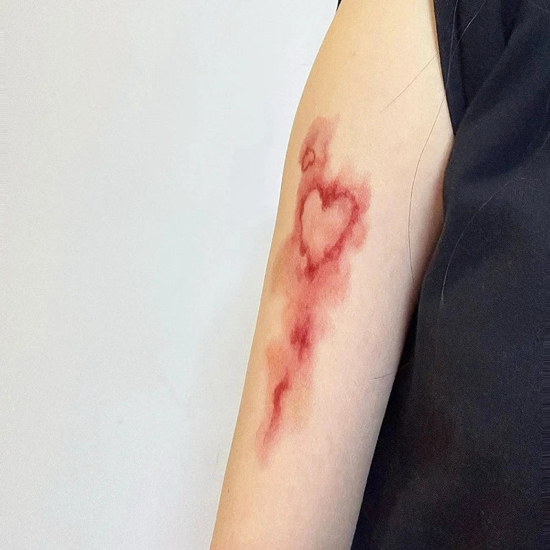 Heart Bruise Fake Tattoo for Women and Men Waterproof Arm Art Scar Blood Stasis Temporary Tattoo Set