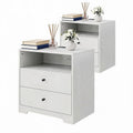 Set of 2 Nightstands with Charging Stations - Modern Wood End Tables for Bedroom & Living Room