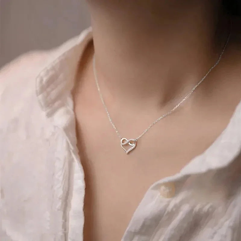 Infinity Heart Pendant Necklace for Women Romantic Wedding Jewelry Delicate Accessories