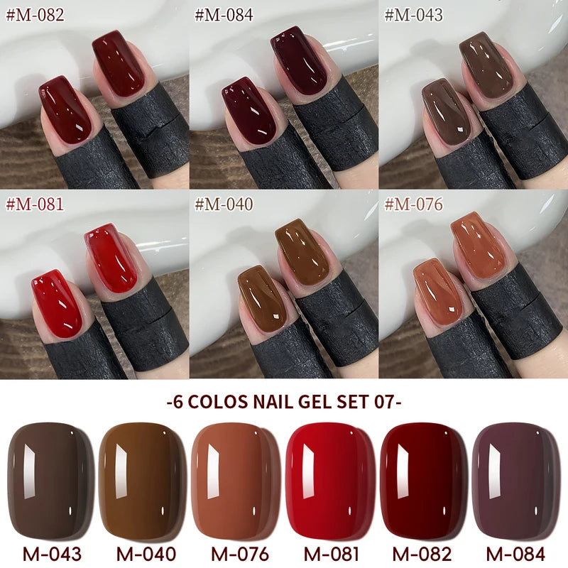 6-Pack 15ML Jelly Ice Peelable Gel Nail Polish Set - Colorful & Nude Shades